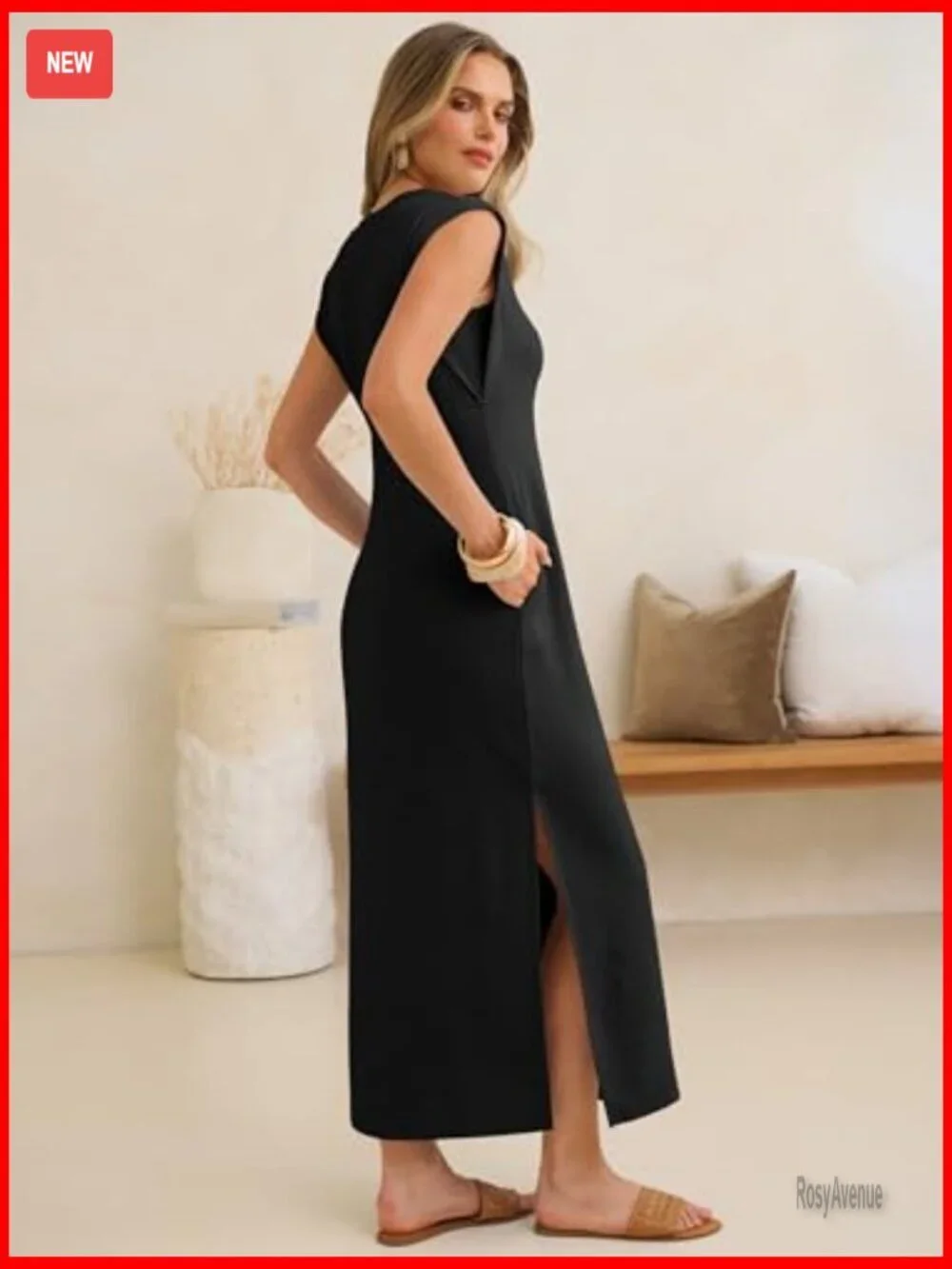 Sleeveless V-Neck Maxi Dress Wrinkle-Free Casual Summer Sundress
